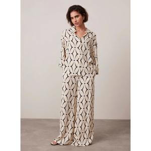 Mint Velvet Cream Geometric Print Wide Leg Trousers